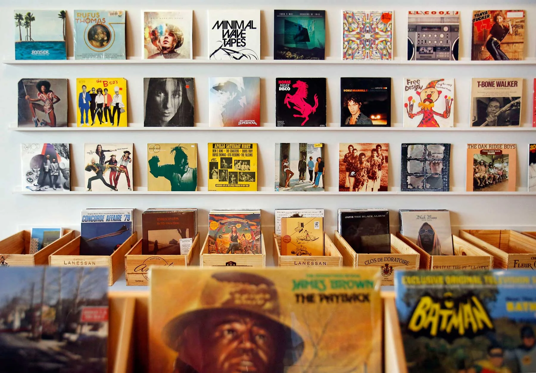 Racks of records in a record shop
